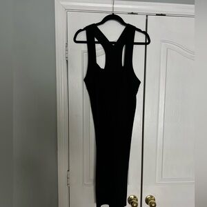 525 Womens Large Dress Black Ribbed Knit Tank Thick Straps Pencil Pullover